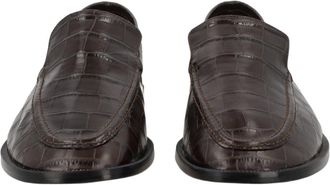Alysi Glossy Crocodile-Embossed Leather Loafers