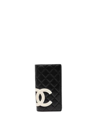 Chanel Portafoglio bi-fold Cambon Ligne in pelle di agnello trapuntata 2004-2005 - Nero