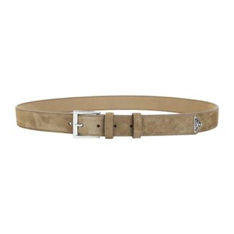 Prada Brada Suede Belt - male - Prada - Belts - Beige - 105 CM - Accessories