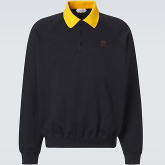 Versace Embroidered cotton jersey polo sweatshirt