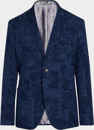 Etro Men & apos;s Floral Motif Cotton Jacquard Sport Coat