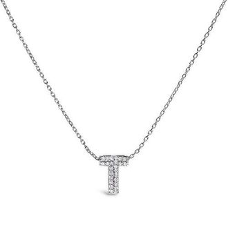 House of Brilliance 10K Gold Diamond Accent A-Z Initial Bubble Pendant Necklace in White | T at Nordstrom