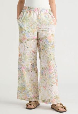 NVLT Embroidered Wide Leg Pants in Multi Floral at Nordstrom Rack, Size X-Large