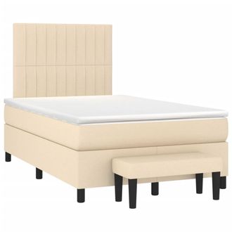 vidaXL Vidaxl Giroletto A Molle Con Materasso Crema 120x190 Cm In Tessuto