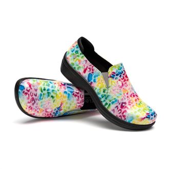 Klogs Womens Moxy Leather Nursing Clogs In Tie Die Cheeta Patent 3169-0657