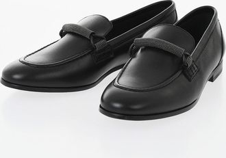 Brunello Cucinelli Leather Loafers with Rhinestone Detail Brunello Cucinelli