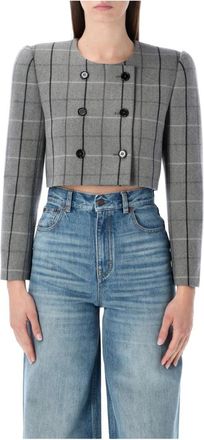 Chlo&eacute; Cropped Blazer - Dames - Blazers - Grijs - S - Leer - Jassen