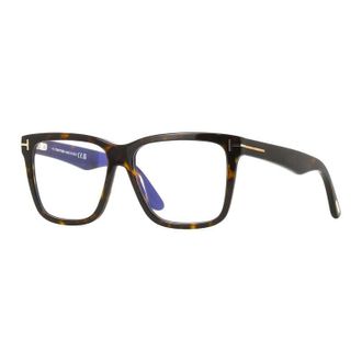 Tom Ford Eyeglasses Square Full Rim, Dark Havana Frame And Clear With Magnetic Clip-On Brown Lens Ft6069-B052