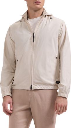 Bugatchi Water Repellent Packable Jacket with Removable Hood in Almond at Nordstrom, Size Xx-Large