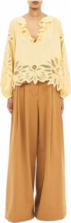 Ulla Johnson Adonis Applique Blouse In Dandelion