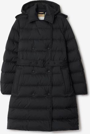 Burberry Mid-length Nylon Hooded Puffer Coat, Size: XS