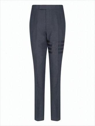 Thom Browne Tailored Grey Wool Suit Pants With Signature Stripe