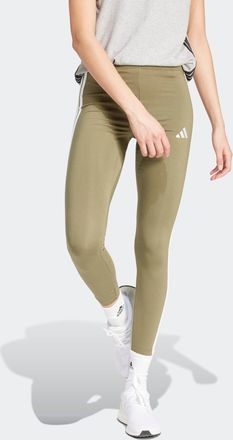 adidas Trainingstights ADIDAS SPORTSWEAR ESSENTIALS 3-STREIFEN COTTON, Damen, Gr. XXL, N-Gr, gr&uuml;n (olive strata, wei&szlig;), Obermaterial: 90% Baumwolle, 10% Elas