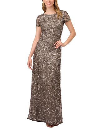 Adrianna Papell Long Beaded Mermaid Gown