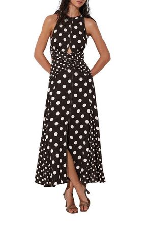 Reiss Nayla Mixed Polka Dot Cover-Up Dress in Chocolate Brown at Nordstrom, Size 8 Us