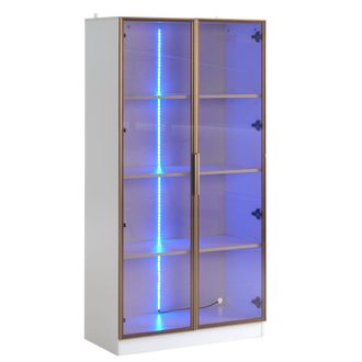 STILVORA Vetrina Da Soggiorno Con 4 Ante, 2 Cassetti, Ripiani Regolabili E Led, In Truciolato, Bianco