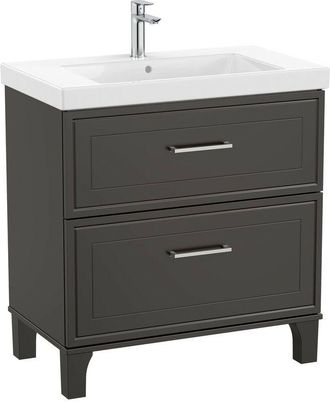 Roca Roca - Pack Unik mueble base de 2 cajones + lavabo romea Color: Gris oscuro mate - Medidas: 800x460x865 mm