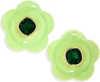Natasha Crystal & Resin Flower Stud Earrings in Green/Green at Nordstrom Rack