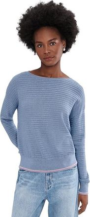 Lilla P Tipped Hem Wide Neck Sweater Womens Sweater Cornflower : SM, Cotton/Modal