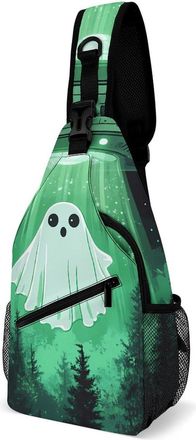 Generic Cute Ghosts Aliens Unisex Shoulder Bags Casual Crossbody Chest Bag Sling Backpack for Hiking Cycling Travel