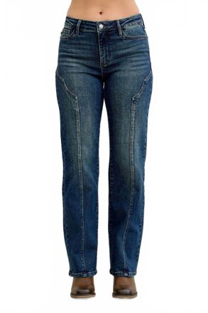 Judy Blue Seam Detail Straight Leg Jeans In Dark Wash