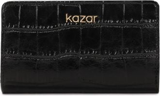 Kazar Zwarte reli&euml;flederen portemonnee - Dames - Portefeuilles - Zwart - ONE Size - Leer - Accessoires
