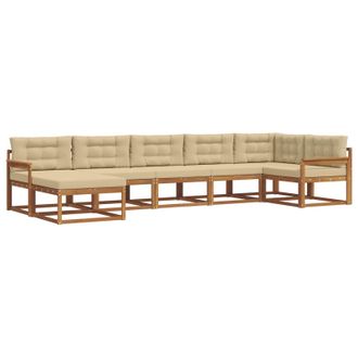 vidaXL Conjunto De Sof&aacute;s De Exterior Con Coj&iacute;n 7 Pcs Natural Y Beige Vidaxl