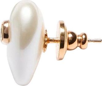 Valentino Garavani Womens Stud Earrings Metallic Pearl Brass