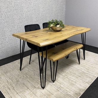 Kosy Koala Brown Wooden Dining Table with 2 Black Chairs and Bench - Dining Kitchen Room Furniture