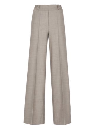 D.exterior Beige Elastic Waist Tailored Wool Wide-Leg Pants