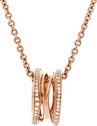 Bulgari B. Zero1 Open Design Legend Zaha Hadid Pendant Necklace 18K Rose Gold with Diamonds