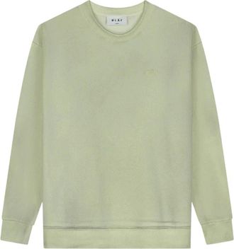 Olaf Hussein Hoodies & sweatvesten, Heren, Groen, S, Pigment Spray Crewneck Sweater Groen