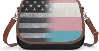 Generic Vintage US & Transgender Flag Fashion Womens Crossbody Bags Novelty Handbag Shoulder Bag Purse