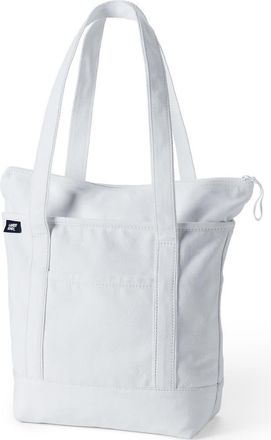 Lands End Zip Top Long Handle Canvas Tote Bag in White at Nordstrom, Size Medium