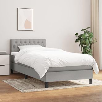 vidaXL Cama Box Spring Con Colch&oacute;n Tela Gris Claro 90x190 Cm Vidaxl