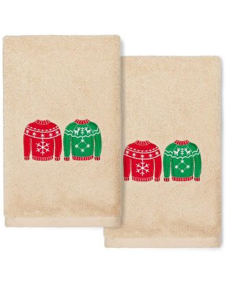 Linum Home Textiles Christmas Sweaters Sand Hand Towels (Set Of 2)