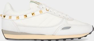 Valentino Garavani Rockstud Nylon and Leather Low-Top Sneakers
