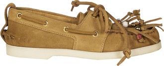 Golden Goose Brown Suede Fringe Beaded Flats