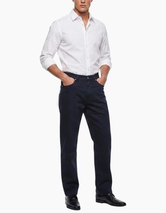 Farah Mens FARAH Mens Trousers Flat Front Straight Cotton - Black - Size: W44 l32