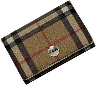 Burberry Beige Black Pvc Leather Wallet (Tri-Fold) (Pre-Owned)
