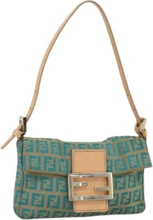 Fendi Pre-owned Shoulder Bags, female, Green, Size: ONE SIZE Pre-owned Zucchino Canvas Accessory Pouch