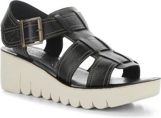 FLY London Yudd Platform Wedge Sandal in Black at Nordstrom, Size 10-10.5Us