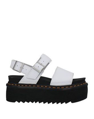 Dr. Martens Voss Quad Platform Sandal for Women in White Leather with Buckle