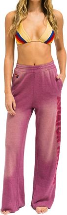 Aviator Nation 3D Wide Leg Pocket Sweatpant In Faded Berry