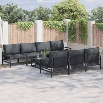 vidaXL Conjunto De Sof&aacute; De Jard&iacute;n 8 Pcs Antracita Acero & Tela Vidaxl