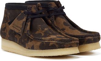 Clarks Wallabee Floral Dames Zwart/Kaki Laarzen