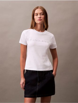 Calvin Klein Jeans Calvin Klein Womens Logo Graphic Slim T-Shirt - White - XL