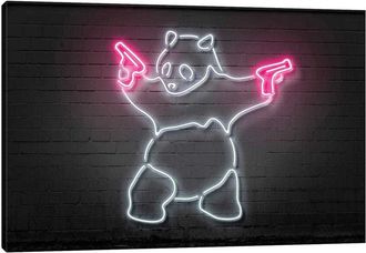 iCanvas Panda With Guns By Octavian Mielu Wall Art