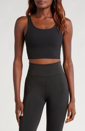 Nike Zenvy Rib Dri-FIT Longline Sports Bra in 010 010 Black/pcg3C at Nordstrom Rack, Size X-Small