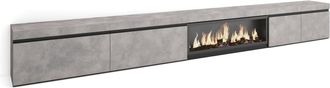 Skraut Home Mueble tv efecto madera cemento 368x35x45cm chimenea efecto fuego